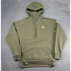 Under Armour Freedom Flag Hoodie Men's Medium Army Green Hooded Drawstring USA